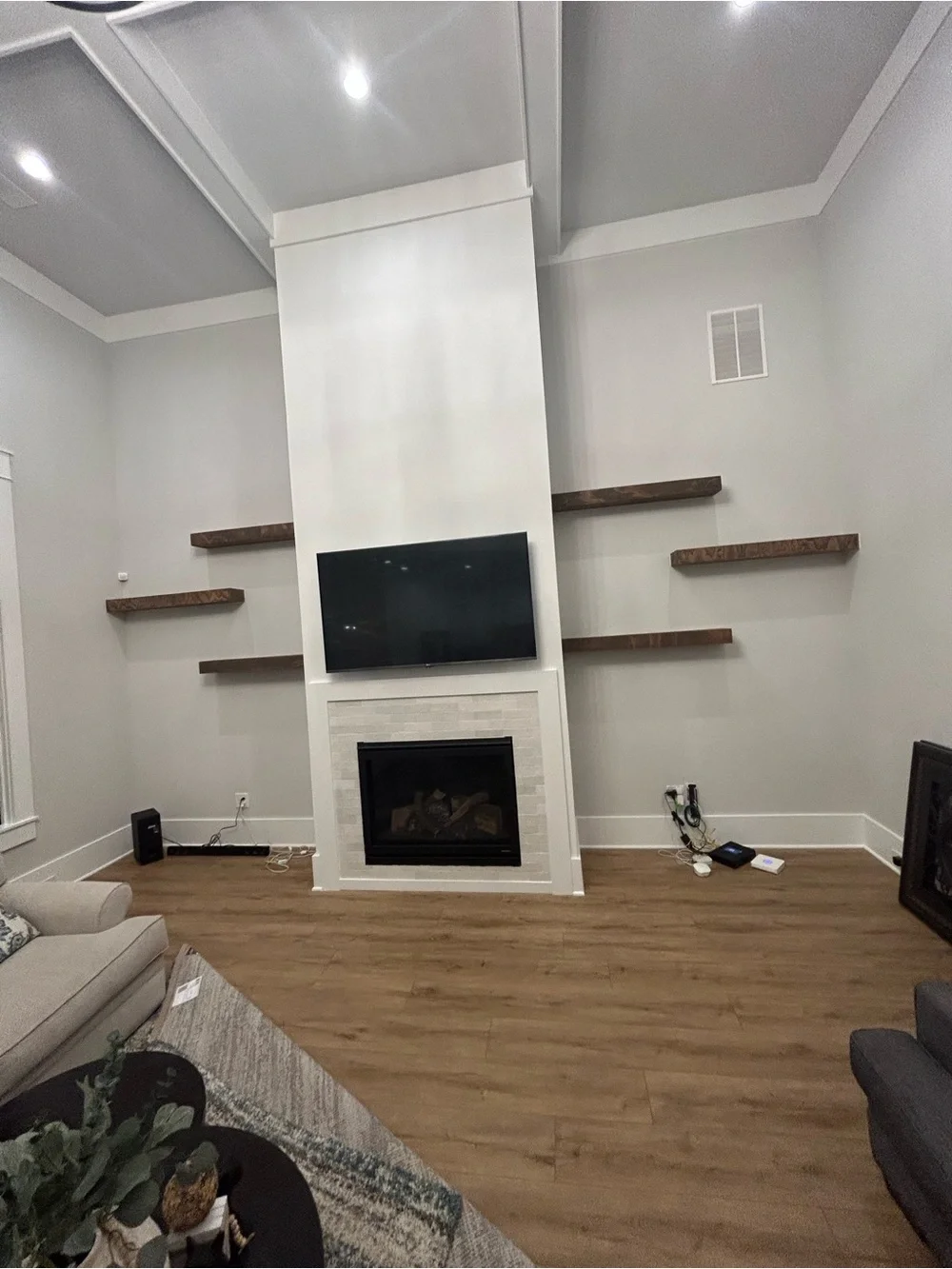 Rustic Floating Wall Shelves in Dark Wood Finish